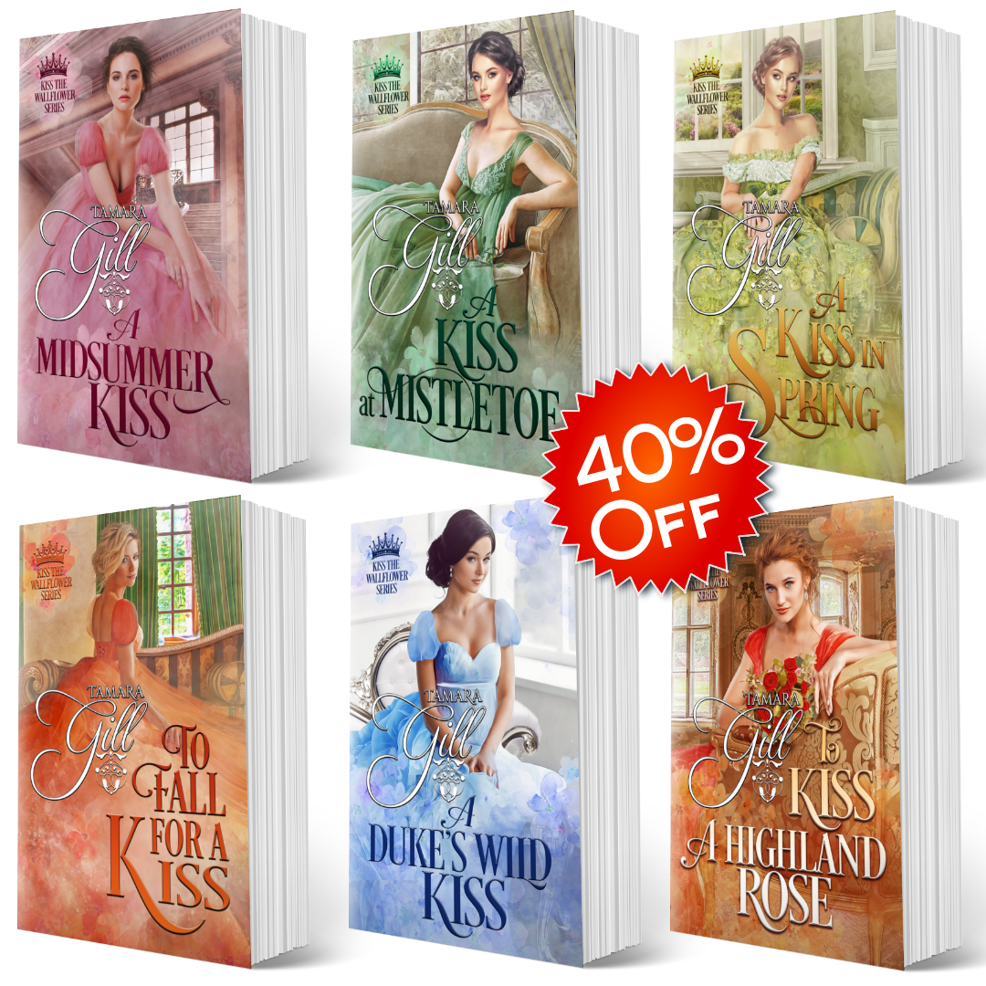 Tamara Gill romance books, Regency romance ebook bundles, Historical romance ebook bundles, Spicy Regency romance novels, Best historical romance books, Time travel romance ebooks, Bridgerton style Regency romance, Regency romance series by Tamara Gill, Historical romance box sets, Tamara Gill special edition ebooks, Kiss_the_Wallflower_Paperback_Bundle_Paperback