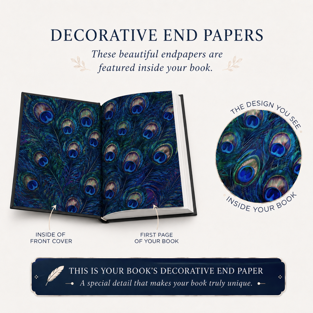 Decorative endpapers inside the To Marry a Rogue Peacock Special Edition hardback