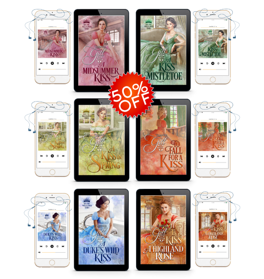 Tamara Gill romance books, Regency romance ebook bundles, Historical romance ebook bundles, Spicy Regency romance novels, Best historical romance books, Time travel romance ebooks, Bridgerton style Regency romance, Regency romance series by Tamara Gill, Historical romance box sets, Tamara Gill special edition ebooks, Kiss_the_Wallflower_Ebook_Audiobook_Bundle_eBook_Audiobook